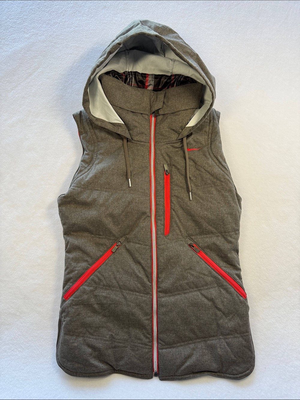 Nike Golf Sport Gray Hooded Reversible Puffer Vest with Zippers